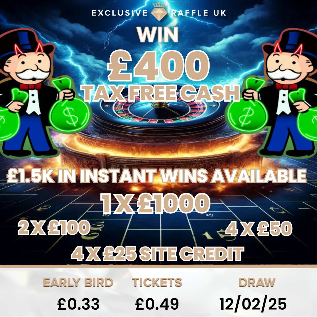 Slot Raffle 49p Slots – £400 End Prize – £1.5k In Instant Wins – Exclusive Raffle UK